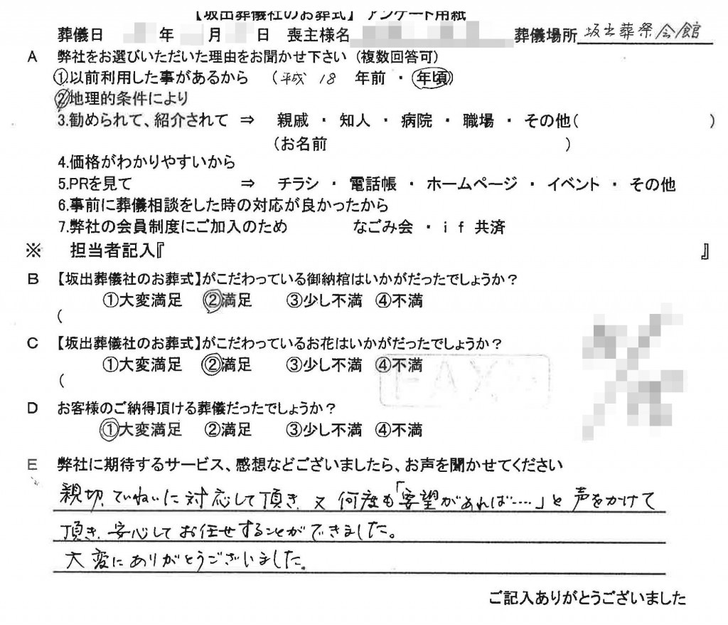 親切、ていねいに対応して頂きました。